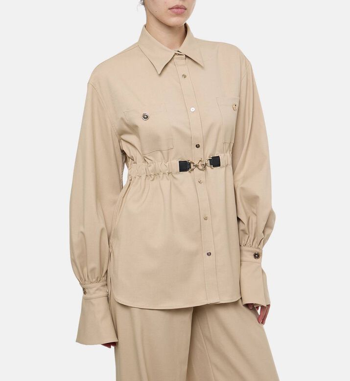 Cinched Waist Belted Utility Shirt