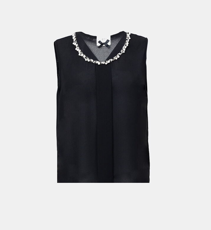 Pearl-trimmed Sleeveless Top
