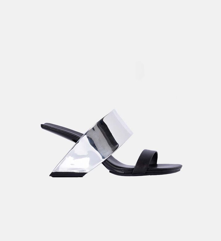 Geometric Heel Open-toe Mule