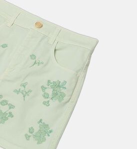 La Mia Bambina Floral Embroidered Button Closure Skirt, Light-green, 12.5y, Packshot View