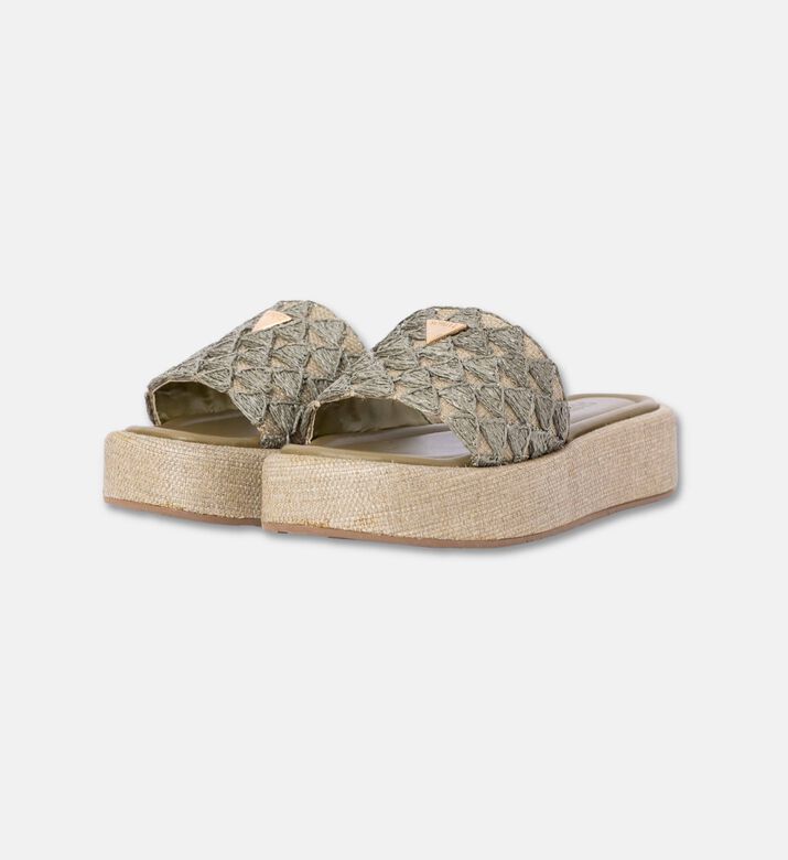 Schutz Shoes Sabot Bordado Cia, Olive, Eu-39, Packshot View