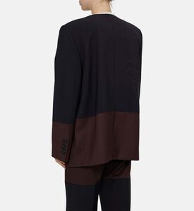 بليزر طويل الأكمام بتصميم ثنائي اللون