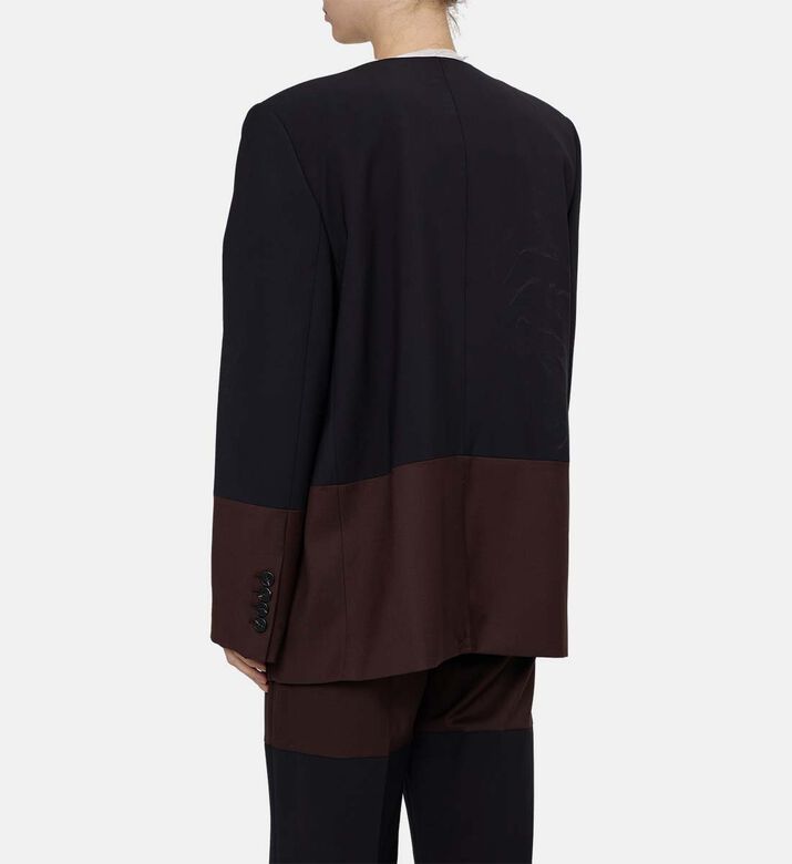 بليزر طويل الأكمام بتصميم ثنائي اللون