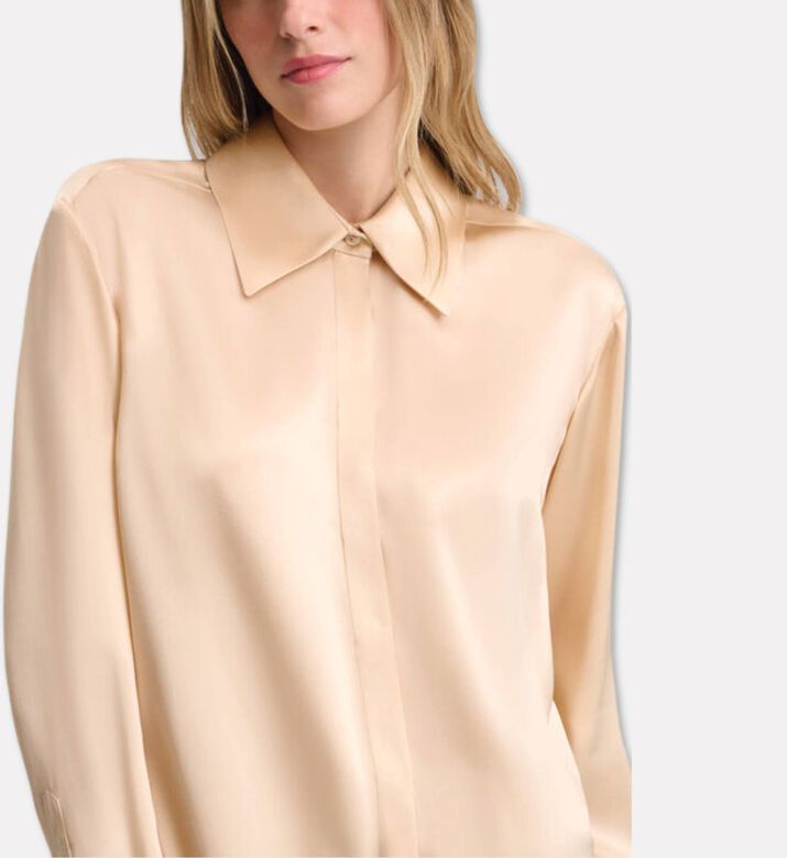 Luisa Spagnoli Levriero Concealed Front Placket Straight-cut Shirt, Model View