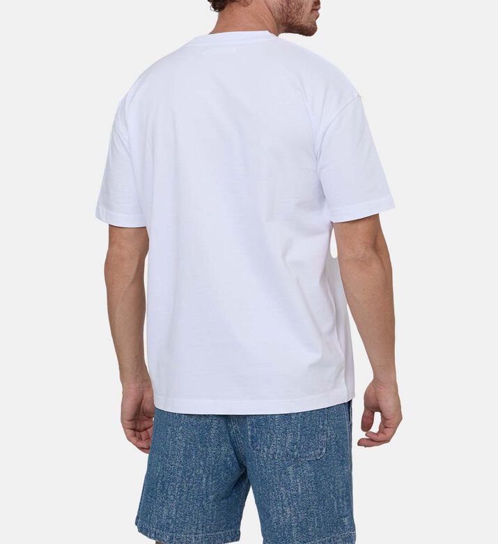 تيشيرت قطني بياقة دائرية وأكمام قصيرة وقصة عادية