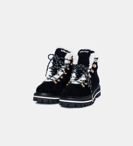 Suede Leather Fur Trim Boots