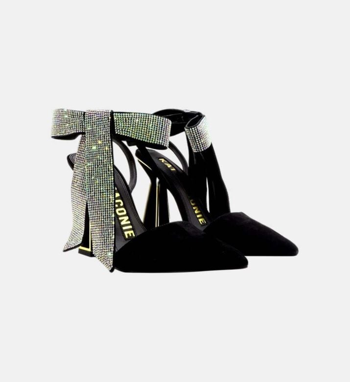 صندل ياسمينا بفيونكة كريستال من الجلد السويدي