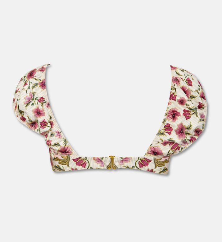 Agua Bendita Ruched Floral Cap Sleeve Bikini Top, Packshot View