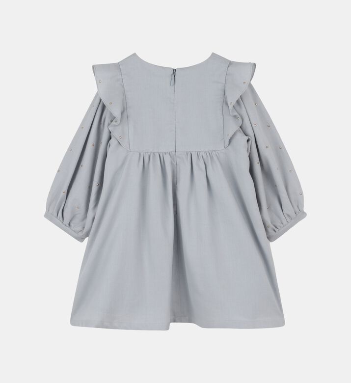 Shoulder Ruffles Cuffed Sleeves Dress