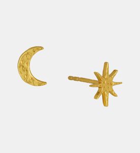 Ottoman Hands Star Moon Stud Earrings, Packshot View