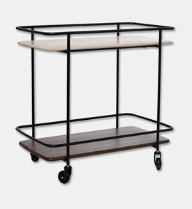 Home Deco and More Shard Wood Body Bar Trolley, Walnut, Packshot View