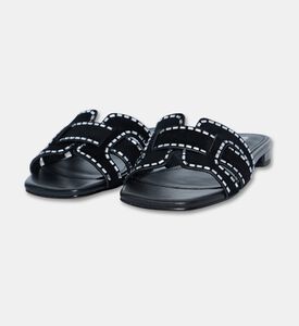 Bibilou Strass-trim Suede Slide Sandals, Black, Eu-39, Packshot View