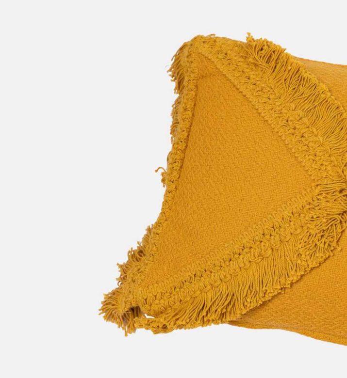 Home Deco and More Swan Fringe Applique Filled And Vaccumed Cushion, Yellow, Packshot View