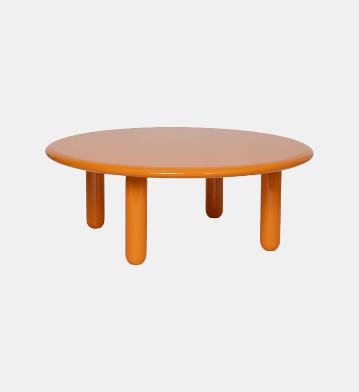 Home Deco and More Glossy Wooden Low Round Table, Orange, 100x36-cm, Packshot View