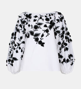 Cotton Floral-embroidery Blouse