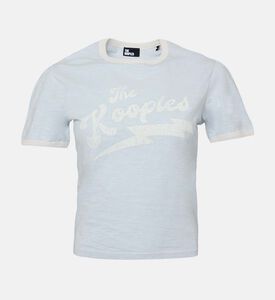 تيشيرت قصير الأكمام بطبعة شعار غرافيكي وحواف بلون مغاير