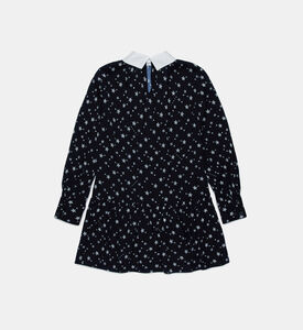 Stars-print Pointed Collar Flared Dress Stars-print Pointed Collar Flared Dress