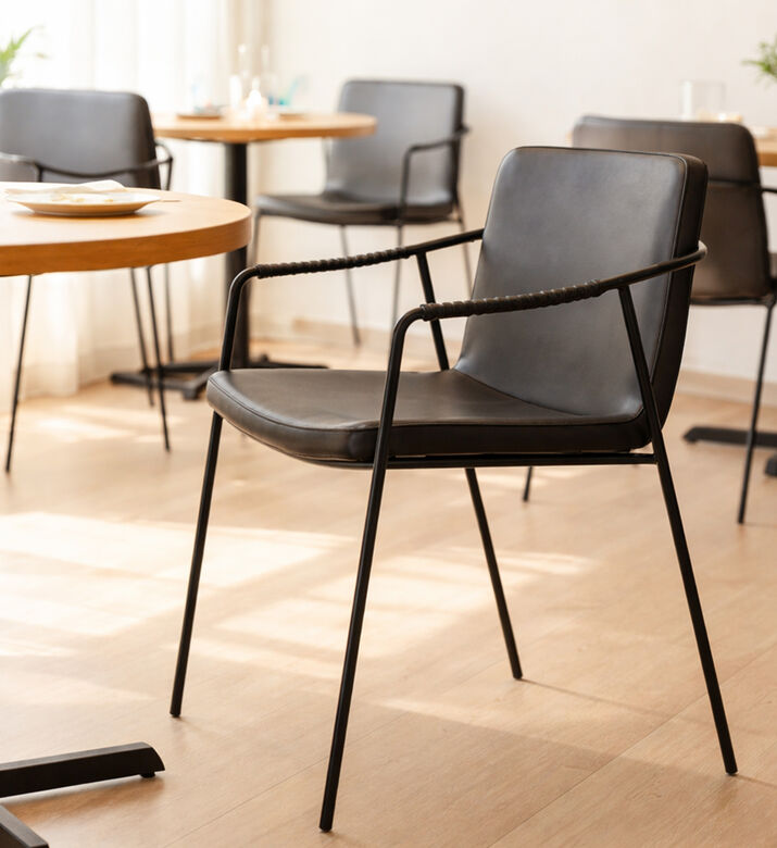 Dan Form Boto Leather Dining Armchair, Black, Packshot View