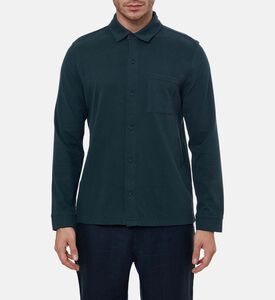 Vince Jersey Button Closure Long-sleeve Shirt, Blue, S, Model View