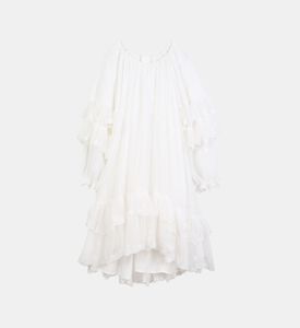 Embroidered Ruffle Puff Sleeve Dress