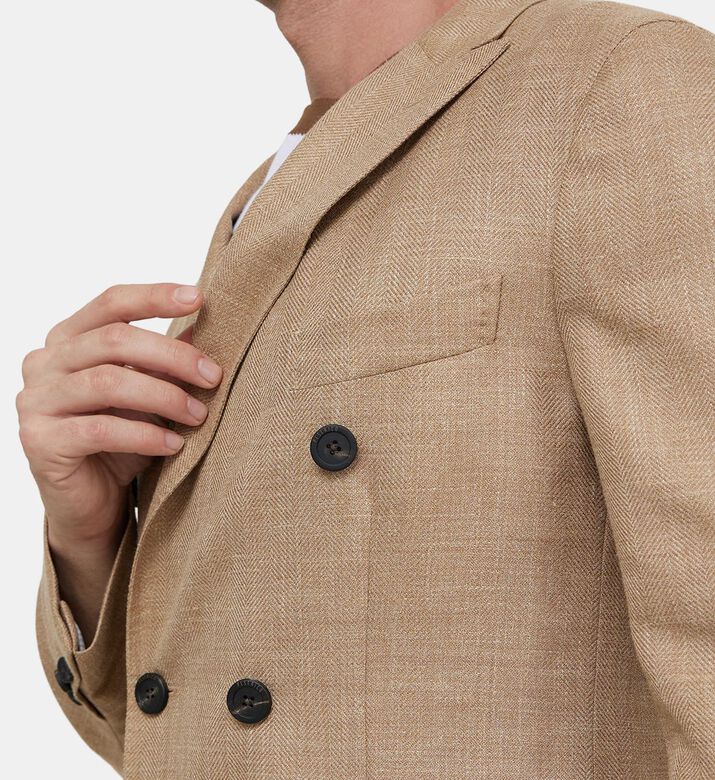 سترة بليزر صوف وفيسكوز بصفي أزرار