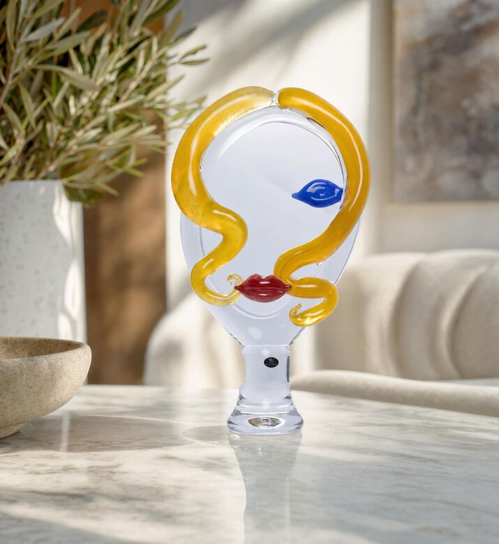 Duccio Di Segna Blonde Lady Face Crystal Centerpiece, Model View