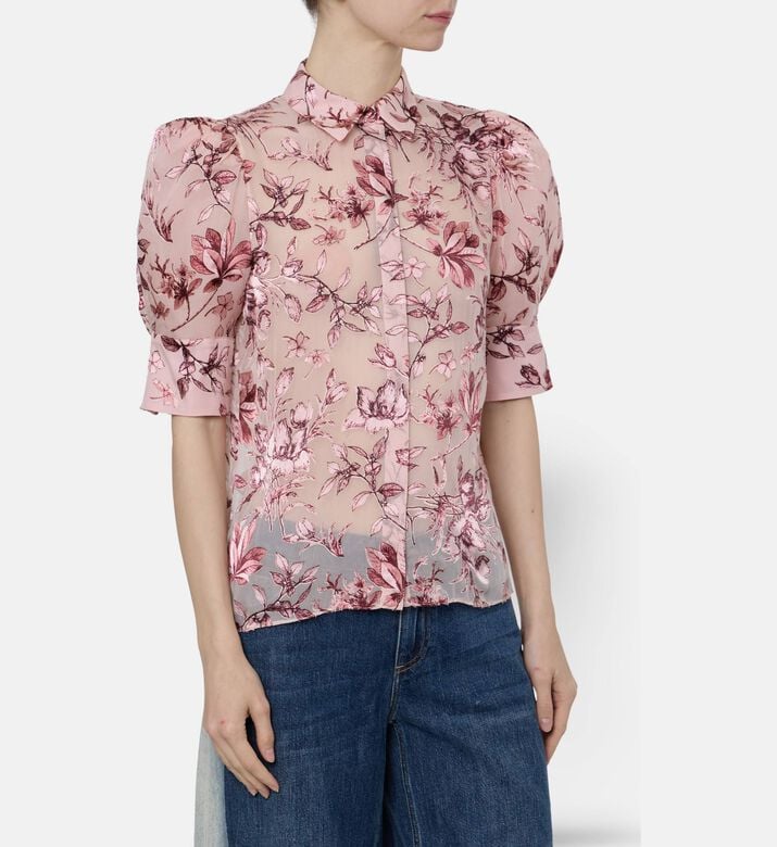 Alice and Olivia Willa Blouson Sleeve Top, Model View