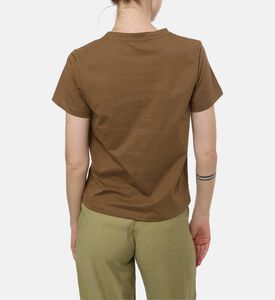 Ba and Sh Cotton Crewneck Short-sleeve T-shirt, Brown, S, Model View
