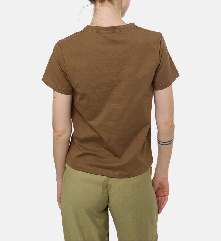 Ba and Sh Cotton Crewneck Short-sleeve T-shirt, Brown, S, Model View
