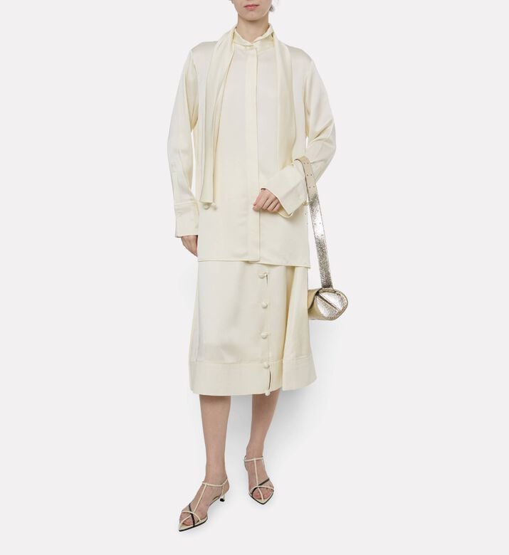 Jil Sander Enverse Satin A-line Midi Skirt, Model View