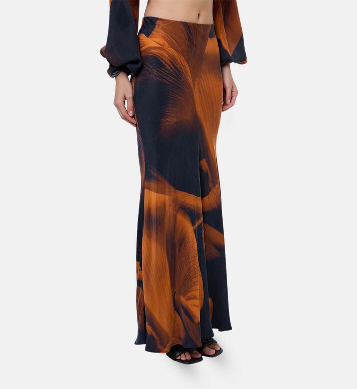 Niluu Floral-print Ruffle Hem Maxi Skirt, Model View