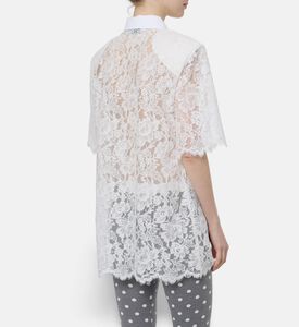 Rowen Rose Floral Lace Short-sleeve Polo Top, Model View