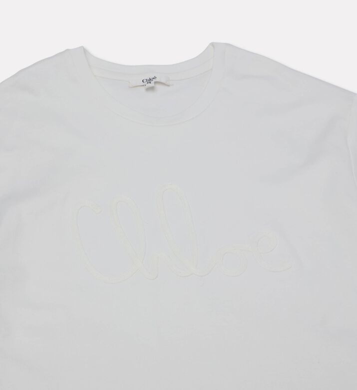 Chloe Logo-embroidery Short-sleeve T-shirt, Off-white, 14y, Packshot View