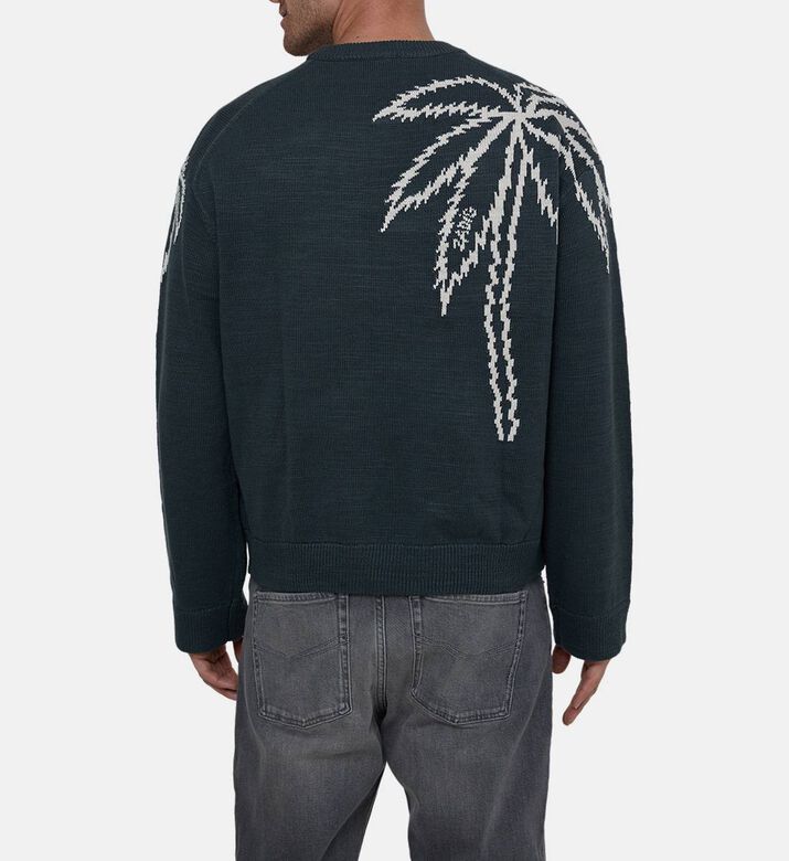 Knit Embroidered Palm Crewneck Sweater