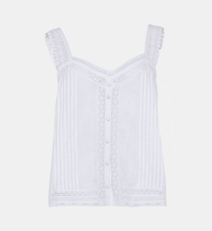 Sleeveless Lace Trim Top