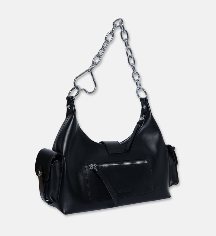 The Kooples Amelia Leather Silver-tone Chain Strap Hobo Bag, Packshot View