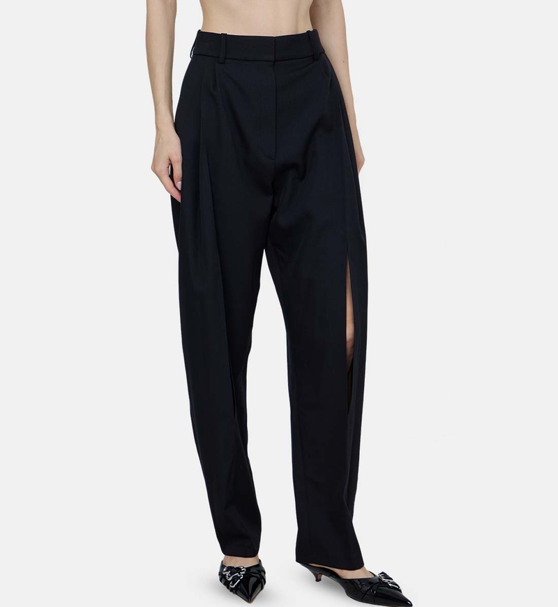 Vertical Slit Knees Wool Blend Pants
