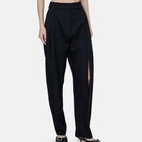 Vertical Slit Knees Wool Blend Pants