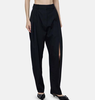 Vertical Slit Knees Wool Blend Pants