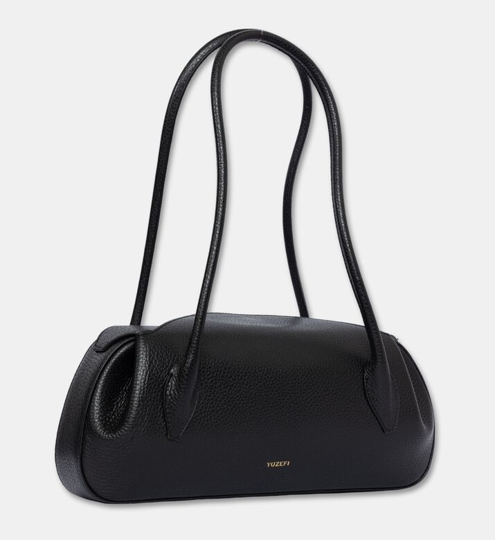 Yuzefi Oyster Leather Shoulder Bag, Black, Packshot View