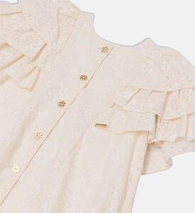 فستان بأكمام كاب متدرج مكشكش مزين بنقشة أزهار