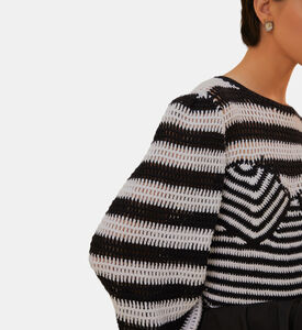 بلوزة كروشيه قطنية مخططة