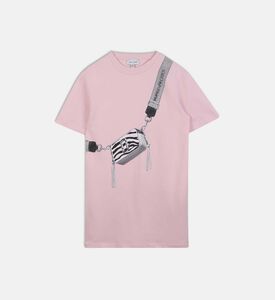 فستان قصير الأكمام واسع بطبعة