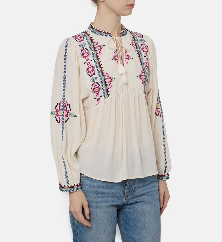 Ba and Sh Embroidered Long-sleeve Blouse, Model View