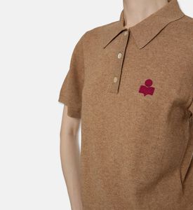 Isabel Marant Althea Embroidered Logo-detail Knit Polo Shirt, Model View