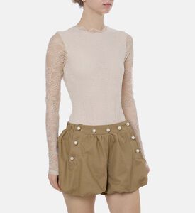 بودي سوت ضيق طويل الأكمام بزخارف أزهار