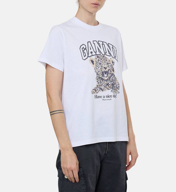 Ganni Leopard-print Regular-fit T-shirt, Model View