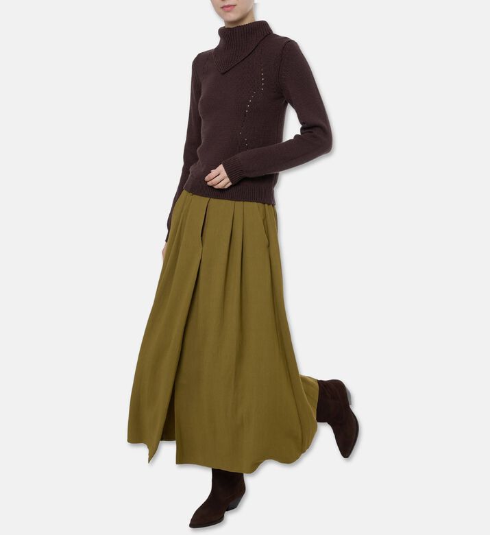 Forte-Forte High-waisted Flared Midi Skirt, Model View