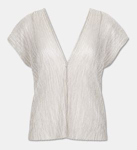 Blue For Burgundy Metallic Pleated Straight-cut Top, Packshot View