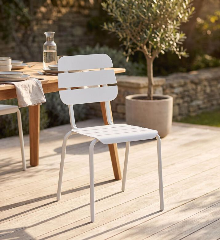 Ezeis Alicante Aluminum Stackable Chair, White, Packshot View